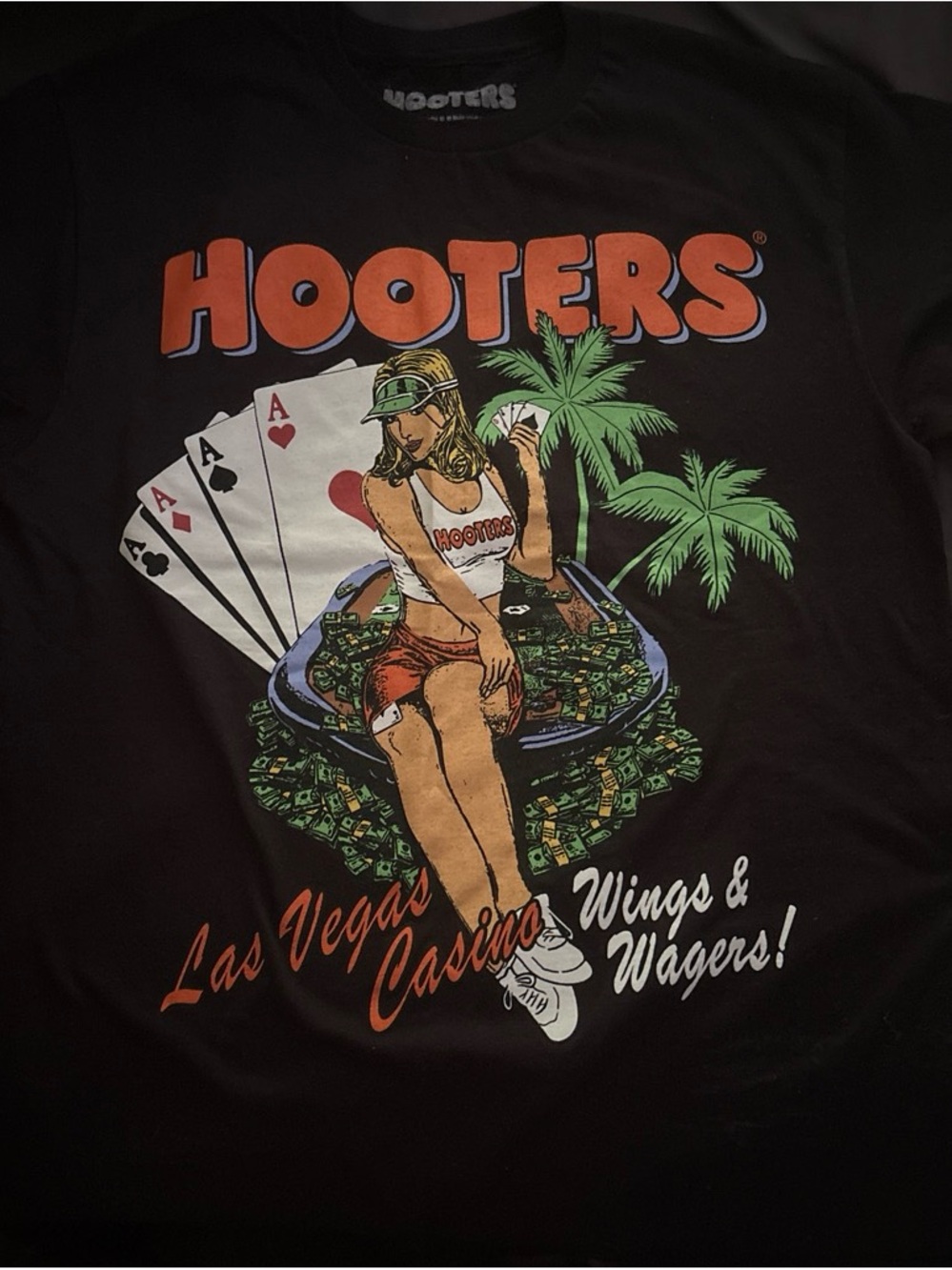Hooters Black Tee with Silver Chest Logo